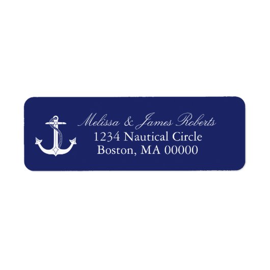 Nautical Anker Navy Blue Kustretouradres Etiket (Voorkant)