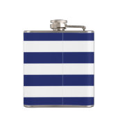 Nautical Anker Navy Blue Stripe Groomsman Heupfles (Achterkant)