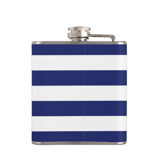 Nautical Anker Navy Blue Stripe Groomsman Heupfles (Achterkant)