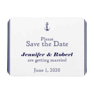 Nautical Anker Navy Bruiloft Save the Date Magneet