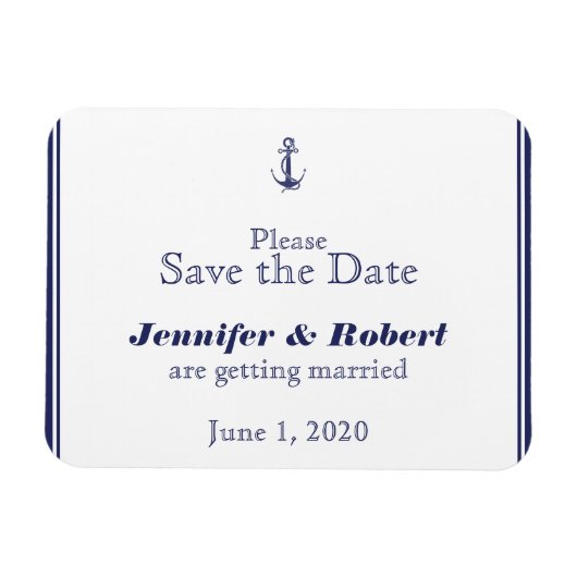 Nautical Anker Navy Bruiloft Save the Date Magneet (Horizontaal)