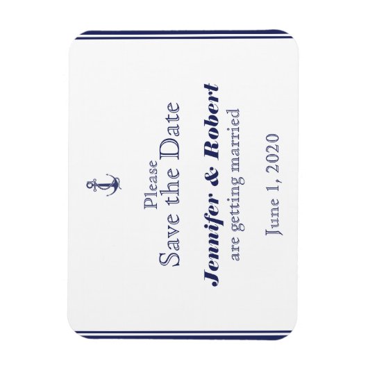 Nautical Anker Navy Bruiloft Save the Date Magneet (Verticaal)