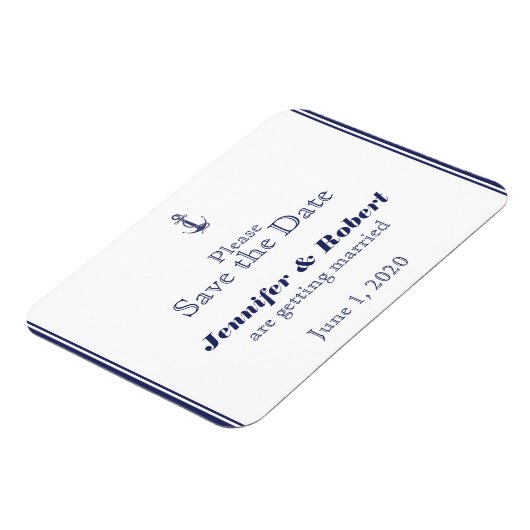 Nautical Anker Navy Bruiloft Save the Date Magneet (Linkerzijde)