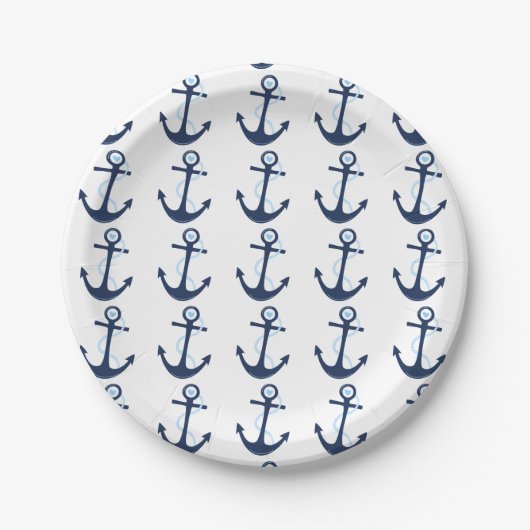 Nautical Anker Navy Modern Boy Baby shower Bord (Voorkant)