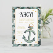 Nautical Anker Navy Verjaardag Kaart (Staand voorkant)