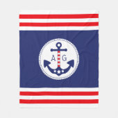 Nautical Anker Patriottische Sterren & Strepen Mon Fleece Deken (Voorkant)