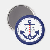 Nautical Anker Patriottische Sterren & Strepen Mon Magneet (Voorkant / Achterkant)