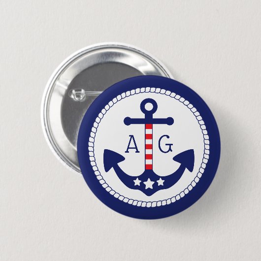 Nautical Anker Patriottische Sterren & Strepen Mon Ronde Button 5,7 Cm (Voorkant /achterkant)
