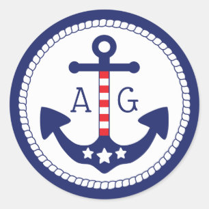 Nautical Anker Patriottische Sterren & Strepen Mon Ronde Sticker