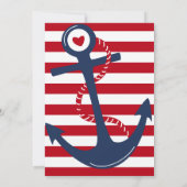 Nautical Anker Rood Wit Blauw Jongen Baby Uitnodig Kaart (Achterkant)