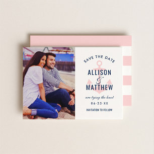 Nautical Anker Roze Foto Bruiloft Save The Date