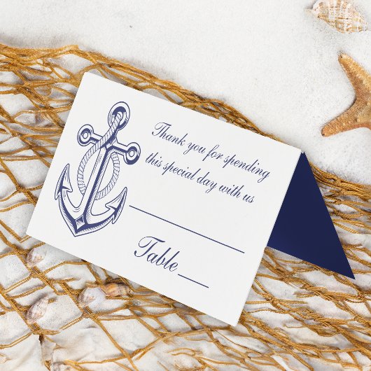 Nautical Anker Sailor Navy Blue Dank je bruiloft Kaart