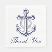Nautical Anker Sailor Navy Blue Wedding Dank u Servet (Voorkant)