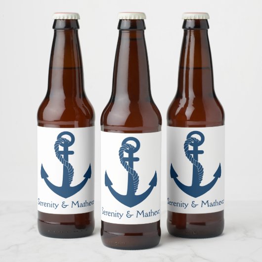 Nautical Anker Strand Bruiloft  Bruidsmeisjesfeest Bier Etiket (Flessen)