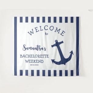 Nautical Anker Stripe Bachelorette Party Achtergro Wandkleed