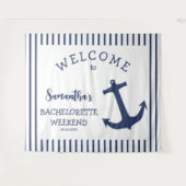 Nautical Anker Stripe Bachelorette Party Achtergro Wandkleed (Voorkant (horizontaal))