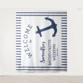 Nautical Anker Stripe Bachelorette Party Achtergro Wandkleed (Voorkant)