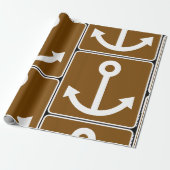Nautical Anker Symbool Bruin Marina Bord Cadeaupapier (Uitgerold)