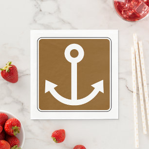 Nautical Anker Symbool Bruin Marina Bord Servet