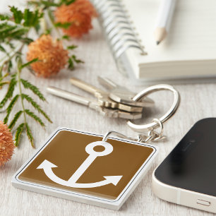Nautical Anker Symbool Bruin Marina Bord Sleutelhanger