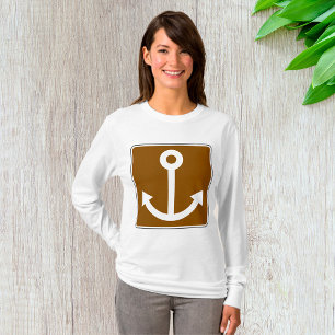 Nautical Anker Symbool Bruin Marina Bord T-shirt