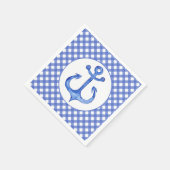 Nautical Anker Thema - Navy Blauw Geruite Papieren Servetten (Hoek)