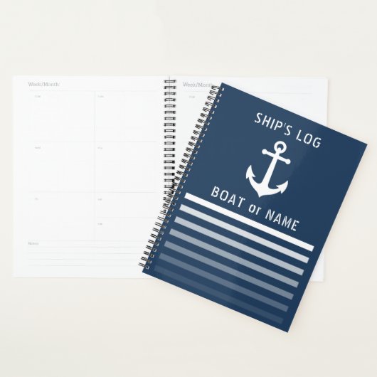 Nautical  anker uw scheepshout log blauw planner (Display)