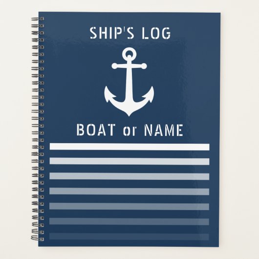 Nautical  anker uw scheepshout log blauw planner (Voorkant)