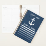 Nautical anker uw scheepsjourboekendag planner<br><div class="desc">Nautische Vintage Anker met uw bootnaam of aangepaste tekst Ships Log Day Planner.</div>