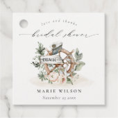 Nautical Anker Wiel Bladrijke Bloem Bruiloft Bedankjes Labels (Voorkant)