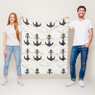 Nautical Ankerpatroon op Drijfhout (2) Fleece Deken