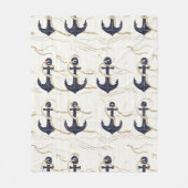 Nautical Ankerpatroon op Drijfhout (2) Fleece Deken (Voorkant)