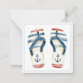Nautical Ankers en Strepen Flip Flops Notitiekaartje (Voorkant)