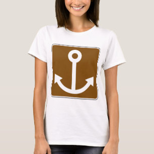 Nautical ankersymbool Bruin marina-aanwijsbord T-shirt