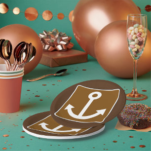 Nautical ankersymbool Bruin marina bord