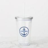 Nautical ankertouwgrensbootnaam op banner acryl drinkbeker (Voorkant)