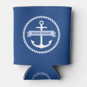 Nautical ankertouwgrensbootnaam op banner blikjeskoeler (Voorkant)