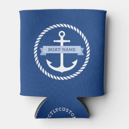Nautical ankertouwgrensbootnaam op banner blikjeskoeler (Voorkant)