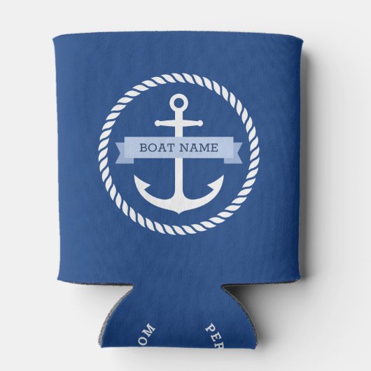 Nautical ankertouwgrensbootnaam op banner blikjeskoeler (Achterkant)