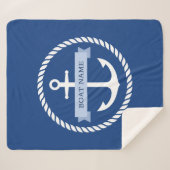 Nautical ankertouwgrensbootnaam op banner sherpa deken (Voorkant (horizontaal))