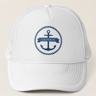 Nautical ankertouwgrenskapitein op banner trucker pet