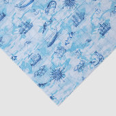 Nautical Antiek Map Zee Monsters Ship Anchor Blue Tissuepapier (Detail)