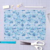 Nautical Antiek Map Zee Monsters Ship Anchor Blue Tissuepapier (Craft)