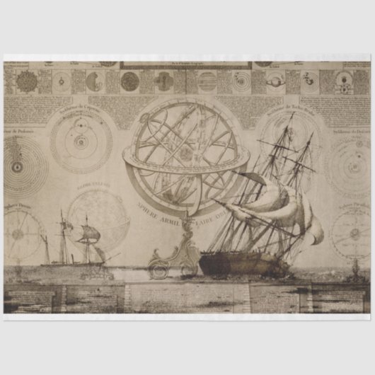 Nautical  Antiek ontkoppeling Tissuepapier (Voorkant)