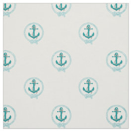 Nautical Aqua anchor/aqua seaman knot Stof