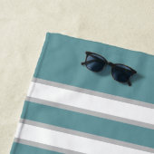 Nautical Aqua Blauwgroen Blauw Anker Hubby Huwelij Strandlaken (In situ)