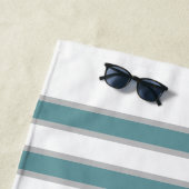 Nautical Aqua Blauwgroen Blauw n Wit Bloemen Anker Strandlaken (In situ)