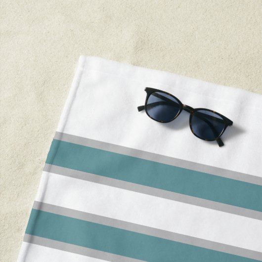 Nautical Aqua Blauwgroen Blauw n Wit Bloemen Anker Strandlaken (In situ)