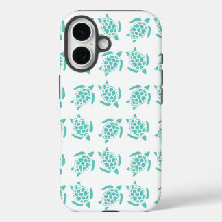 Nautical Aqua Blue Sea Turtle Pattern  iPhone 16 Hoesje