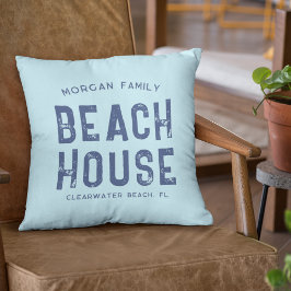 Nautical Aqua Blue & White Beach House Kussen